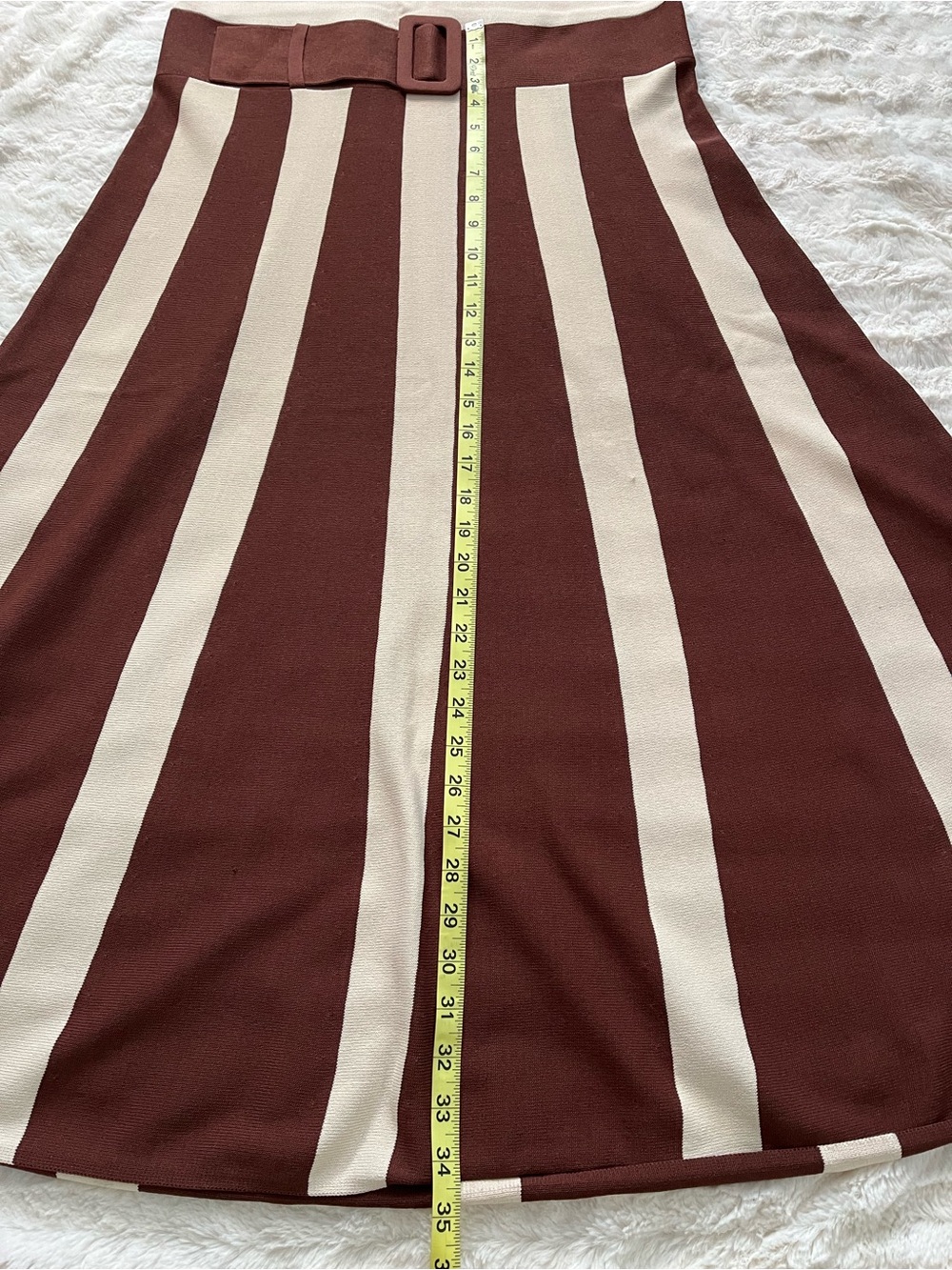 Eva Mendes for New York & Company Brown and Cream Striped Dress - Picture 6 of 8